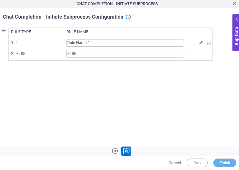 Chat Completion Initiate Subprocess Configuration Triggering Event tab Set Trigger Condition screen