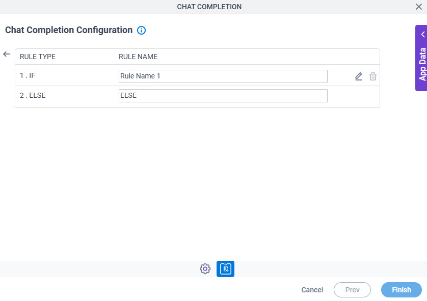 Chat Completion Configuration Triggering Event tab Set Trigger Condition screen