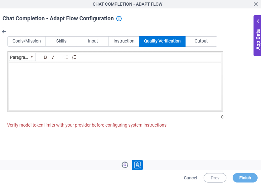 Chat Completion Configuration System Instruction Quality Verification tab