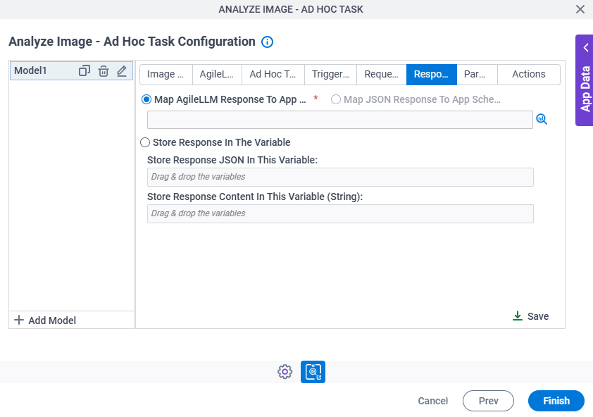 Analyze Image Ad Hoc Task Configuration > Response tab