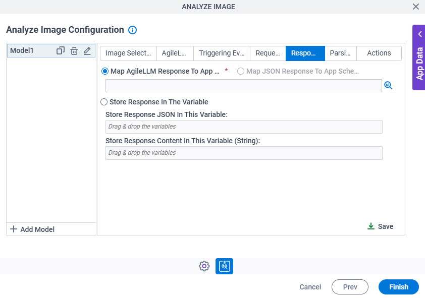 Analyze Image Configuration Response tab