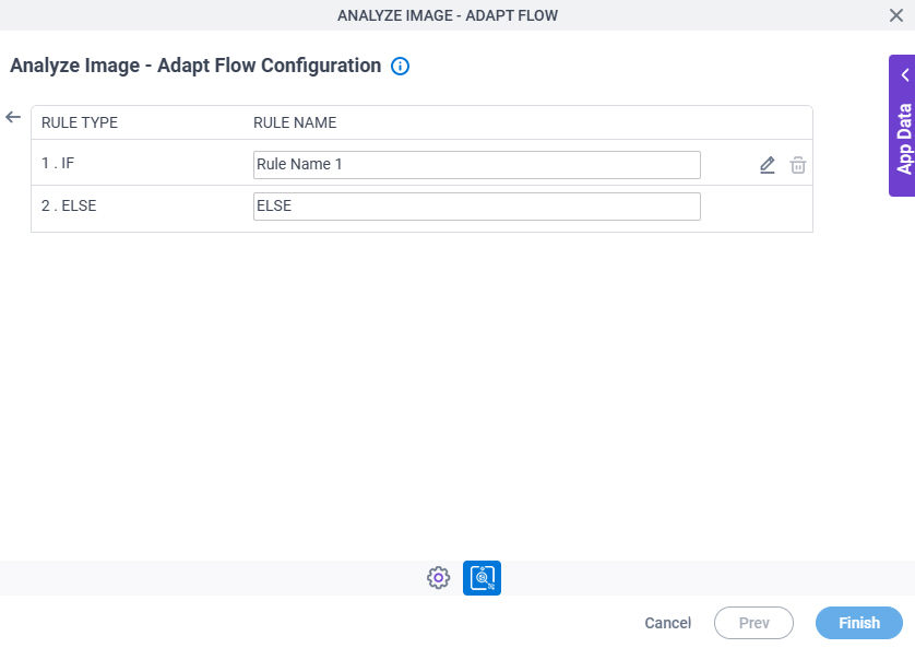 Analyze Image Adapt Flow Configuration Triggering Event tab Set Trigger Condition screen