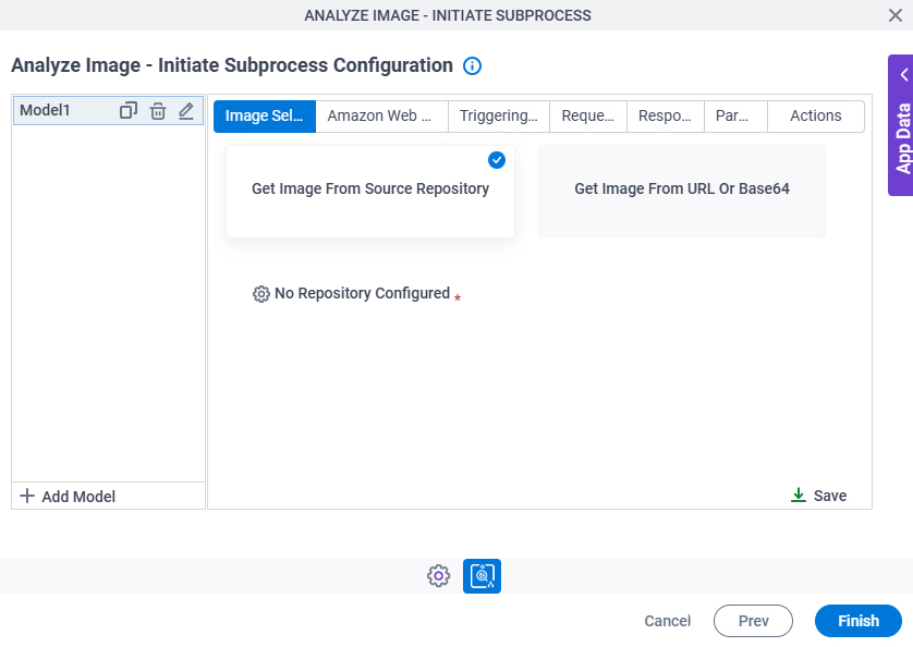 Image Selection Configuration tab