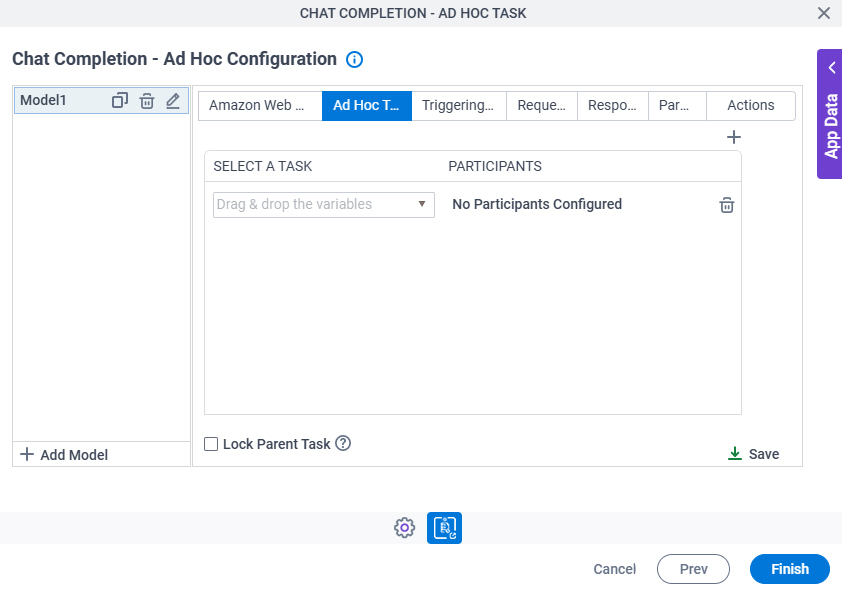Chat Completion Ad Hoc Task Configuration Ad Hoc Task tab