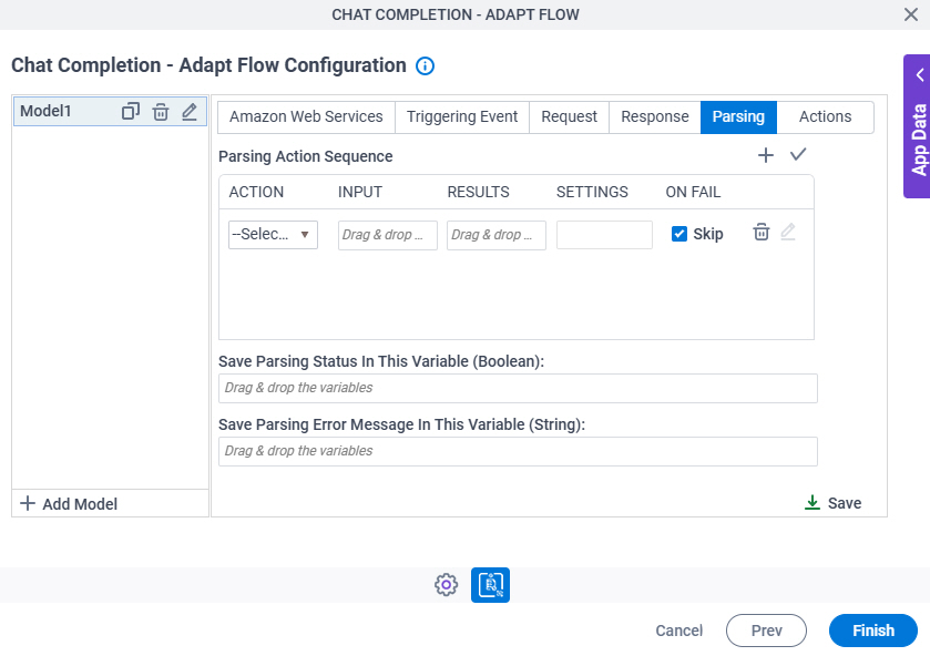 Chat Completion Adapt Flow Configuration Parsing tab