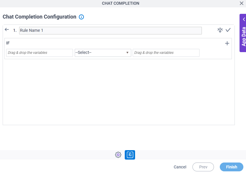 Chat Completion Configuration Triggering Event Condition Builder screen