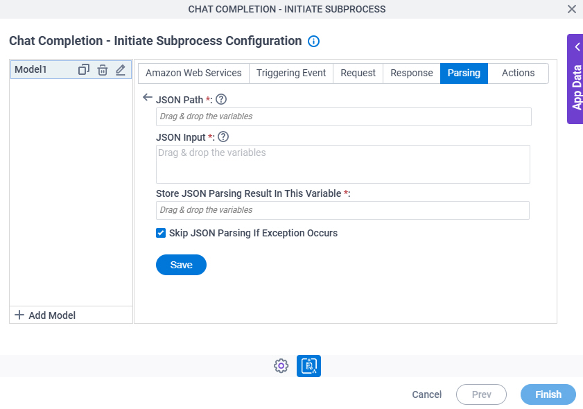 Chat Completion Configuration Initiate Subprocess Parsing JSON Parsing screen