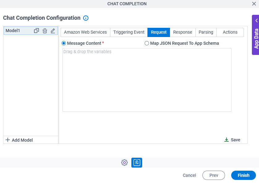 Chat Completion Configuration Request tab