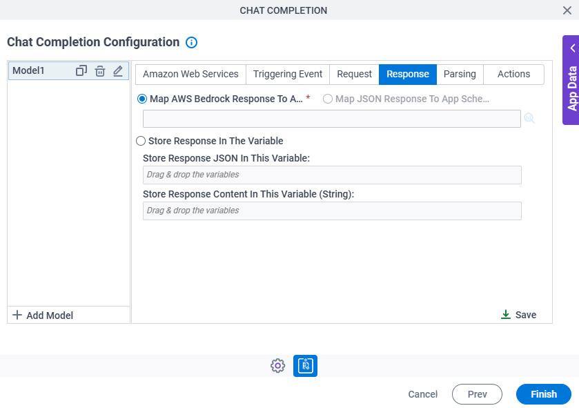 Chat Completion Configuration Response tab