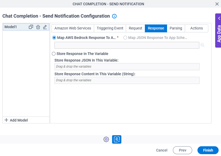 Chat Completion Send Notification Configuration Response tab