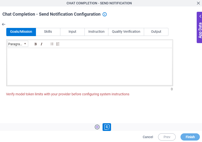 Chat Completion Send Notification Configuration System Instruction Goals Mission tab