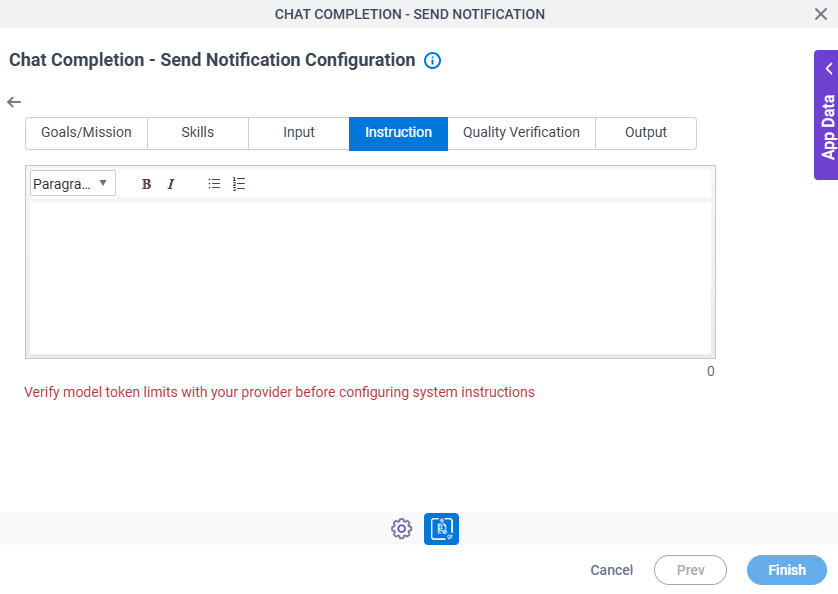 Chat Completion Send Notification Configuration System Instruction Instruction tab