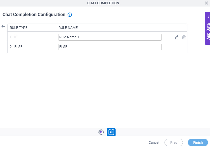 Chat Completion Configuration Triggering Event tab Set Trigger Condition screen