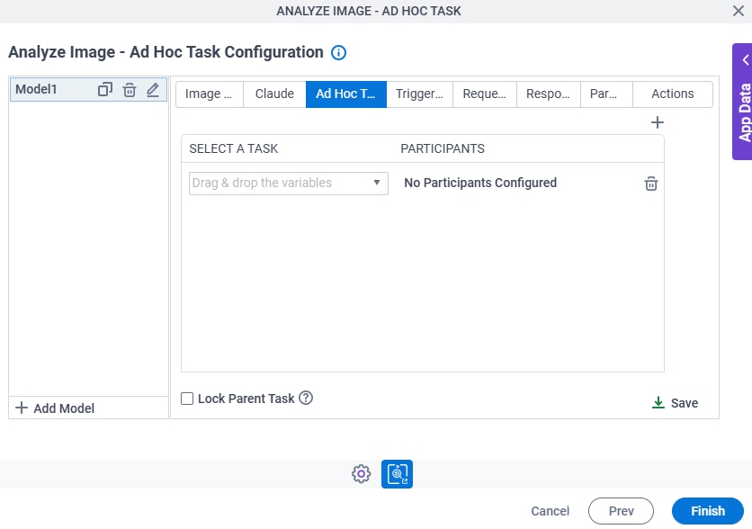 Analyze Image Ad Hoc Task Configuration Ad Hoc Task tab