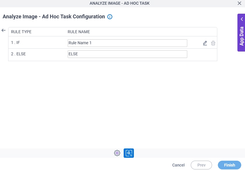 Analyze Image Ad Hoc Task Configuration Additional Actions Set Trigger Condition screen