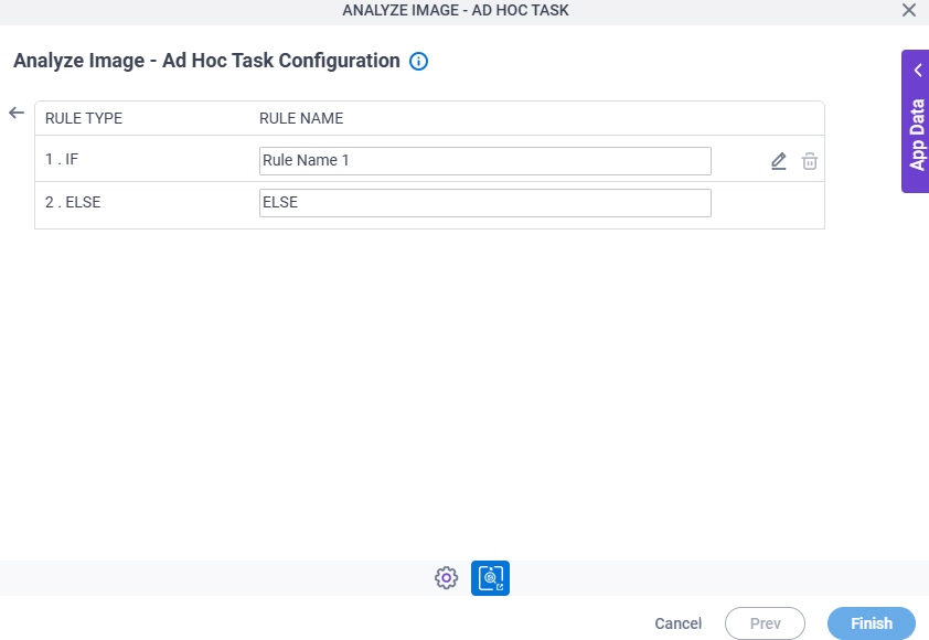 Analyze Image Ad Hoc Task Configuration Triggering Event tab Set Trigger Condition screen