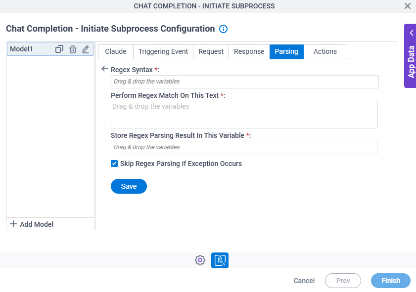 Chat Completion Initiate Subprocess Configuration Parsing Regex Parsing screen