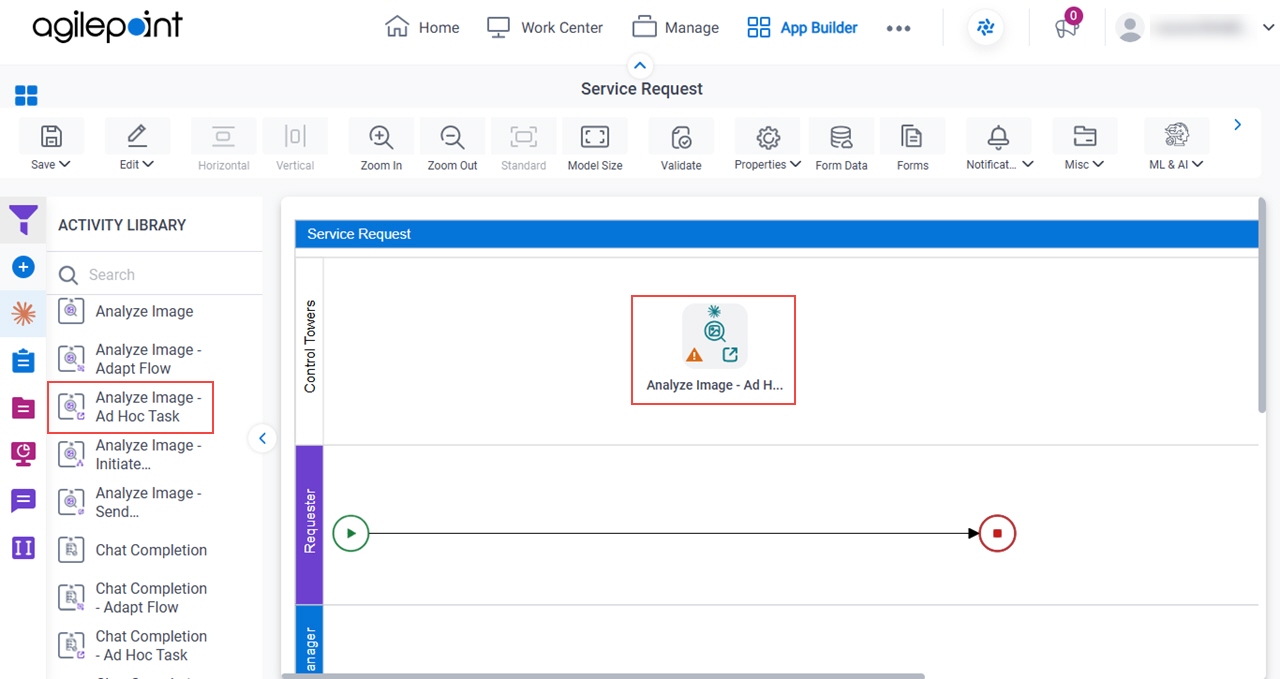 Drag Analyze Image Ad Hoc Task activity