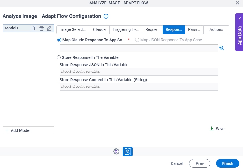 Analyze Image Adapt Flow Configuration > Response tab