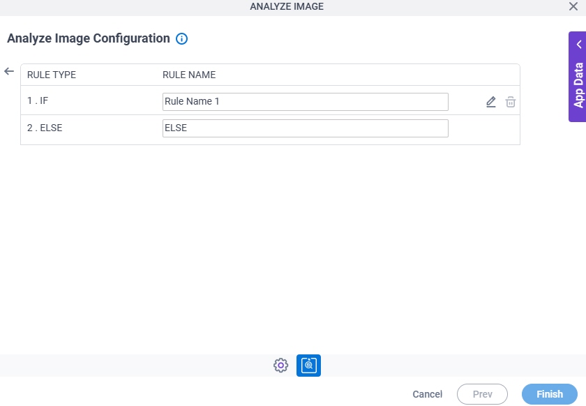 Analyze Image Configuration Triggering Event tab Set Trigger Condition screen