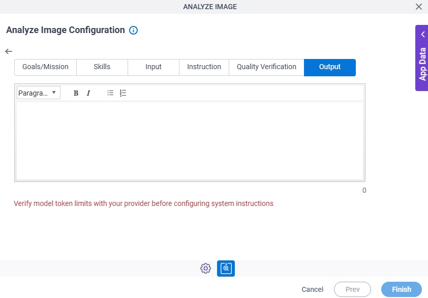 Analyze Image Configuration System Instruction Output tab