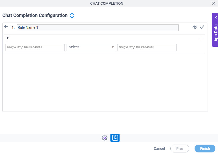 Chat Completion Configuration Triggering Event Condition Builder screen