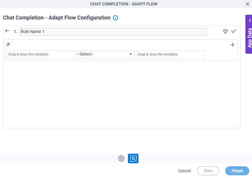 Chat Completion Adapt Flow Configuration Triggering Event Condition Builder screen