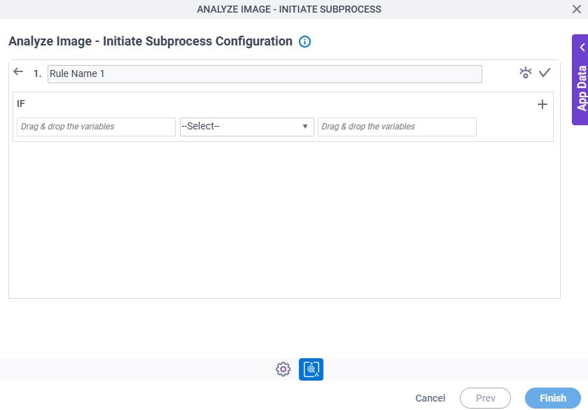 Analyze Image Initiate Subprocess Configuration Triggering Event Condition Builder screen