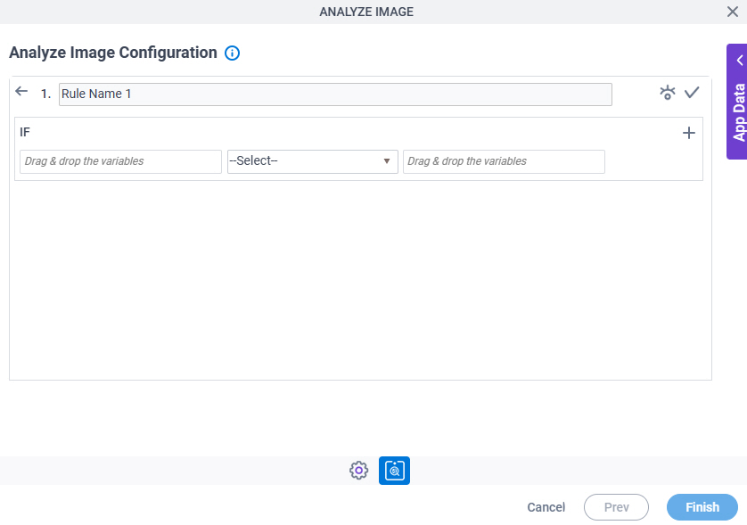 Analyze Image Configuration Triggering Event Condition Builder screen