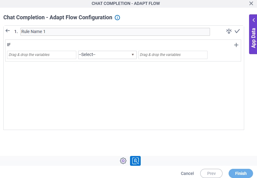 Chat Completion Adapt Flow Configuration Triggering Event Condition Builder screen
