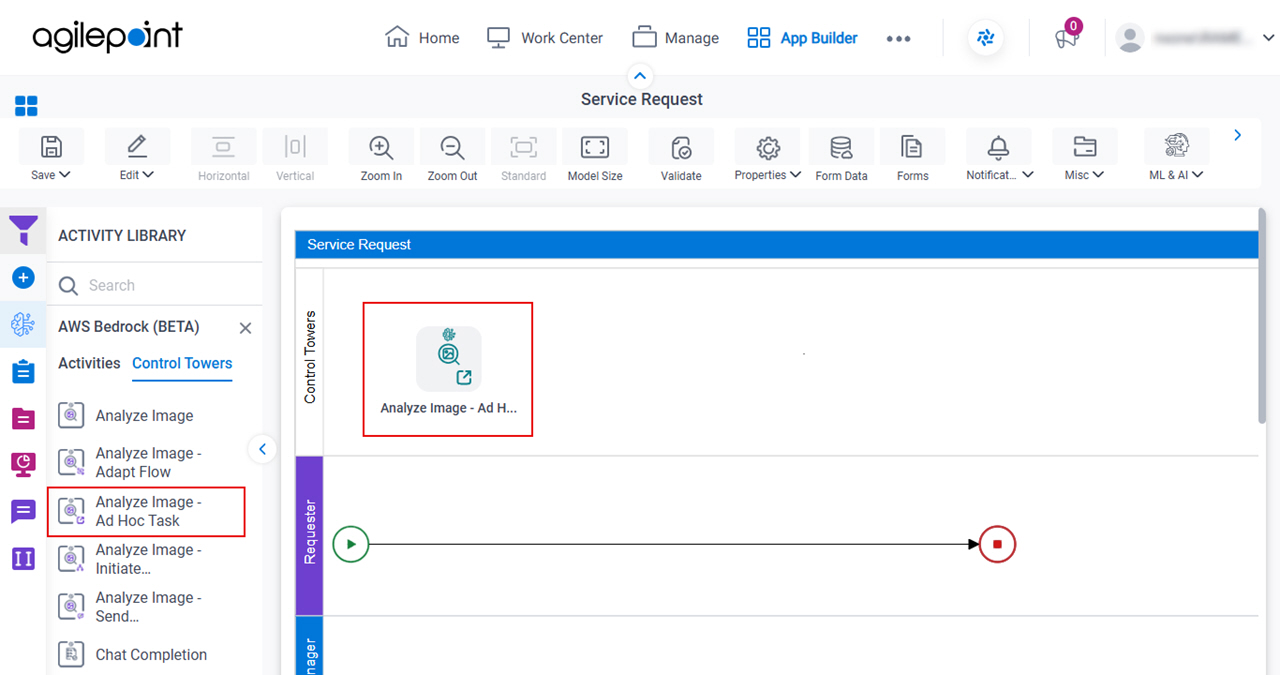 Drag Analyze Image Ad Hoc Task activity