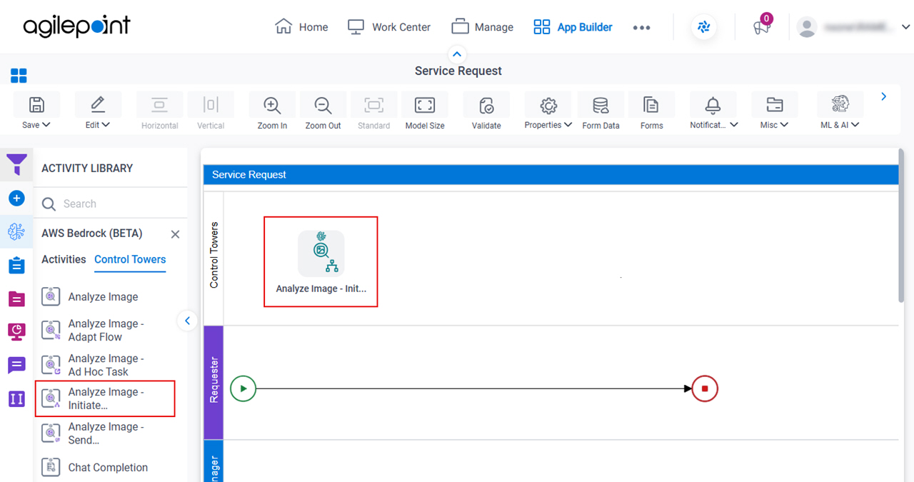Drag Analyze Image Initiate Subprocess activity