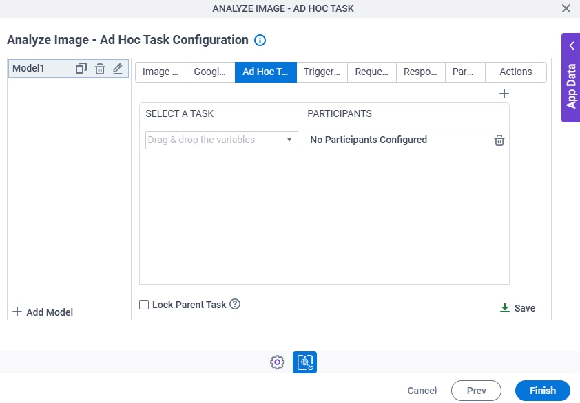 Analyze Image Ad Hoc Task Configuration Ad Hoc Task tab
