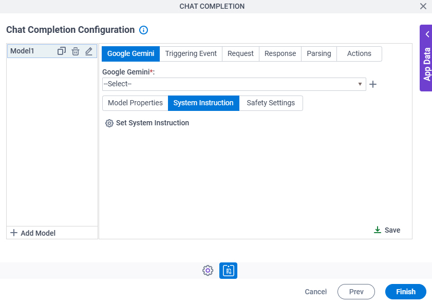 Chat Completion Configuration System Instruction tab