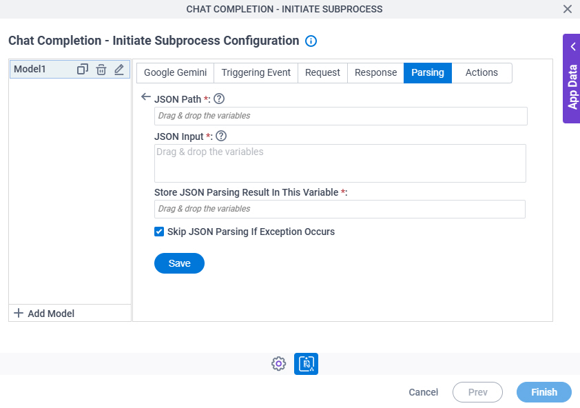 Chat Completion Configuration Initiate Subprocess Parsing JSON Parsing screen
