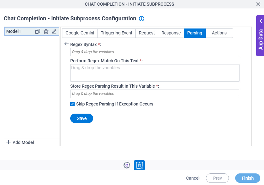 Chat Completion Initiate Subprocess Configuration Parsing Regex Parsing screen