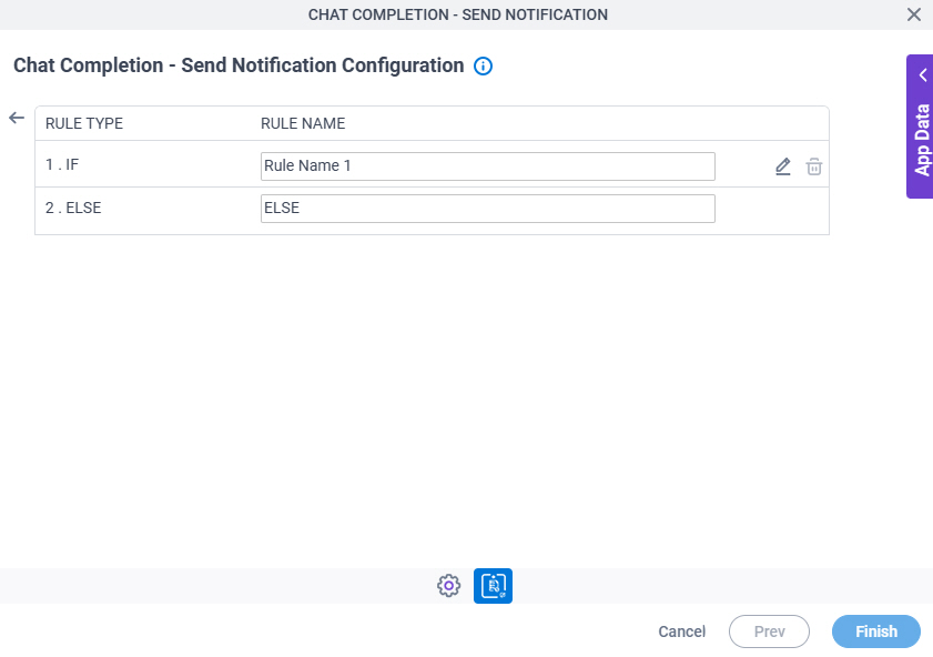 Chat Completion Send Notification Configuration Triggering Event Set Trigger Condition screen
