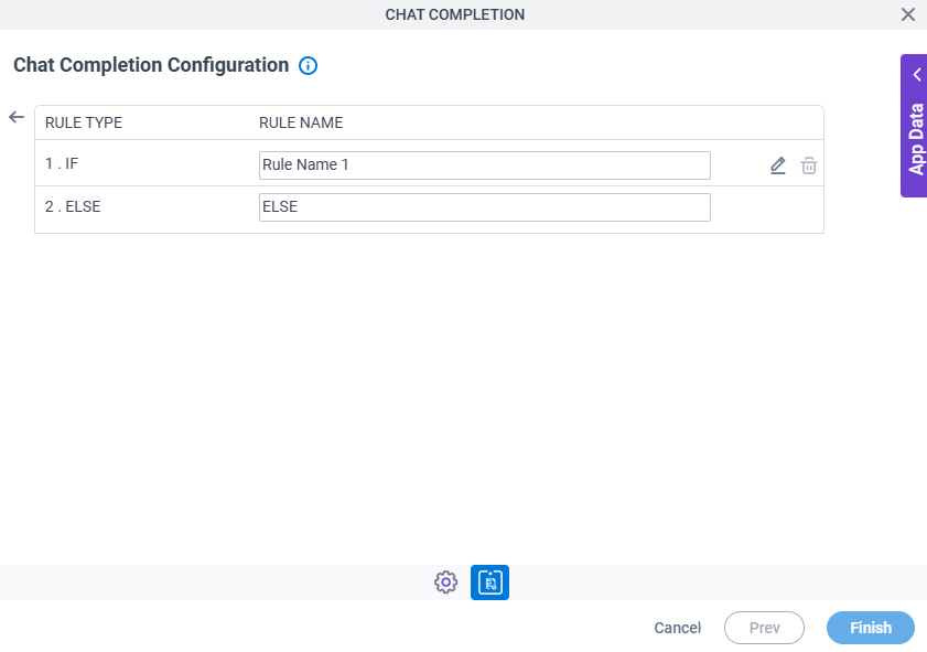 Chat Completion Configuration Triggering Event tab Set Trigger Condition screen