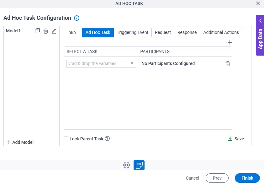 Ad Hoc Task Configuration Ad Hoc Task tab