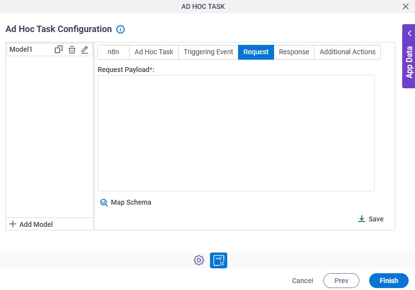 Ad Hoc Task Configuration Request tab