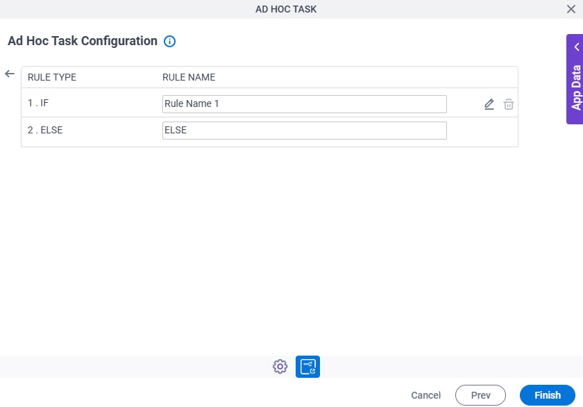 Ad Hoc Task Configuration Additional Actions tab Set Action Trigger Condition screen