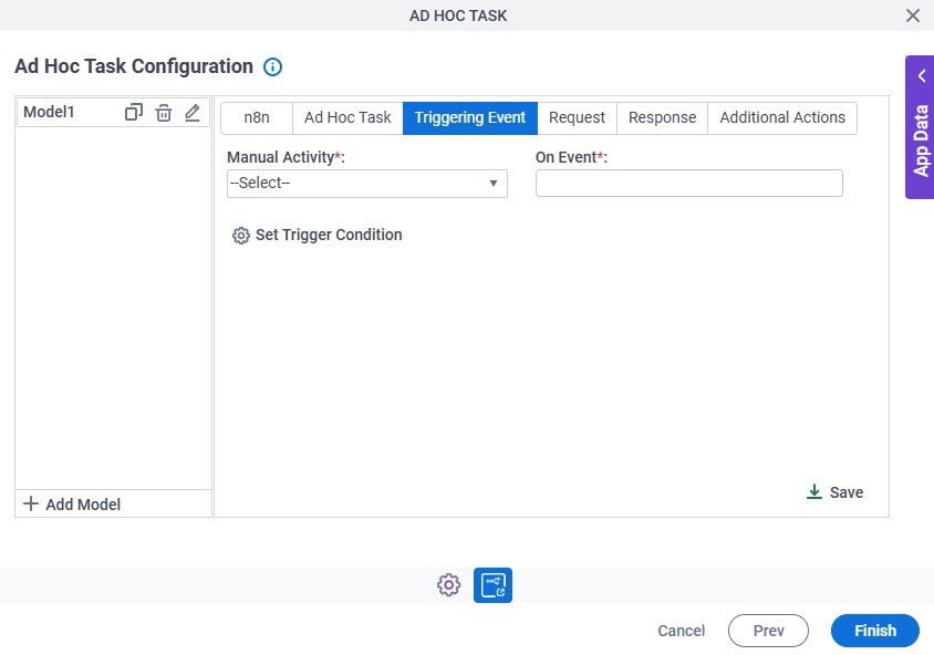 Ad Hoc Task Configuration Triggering Event tab