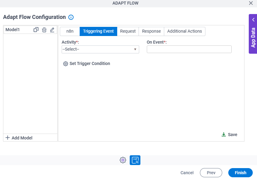 Adapt Flow Configuration Triggering Event tab