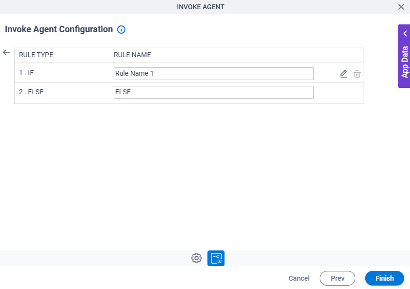 Invoke Agent Configuration Additional Actions tab Set Action Trigger Condition screen