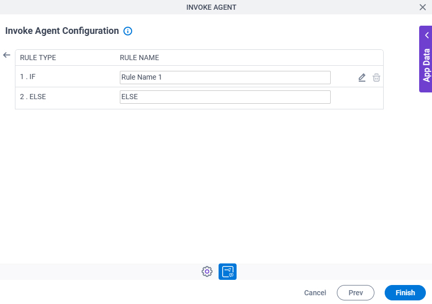 Invoke Agent Configuration Triggering Event tab Set Trigger Condition screen
