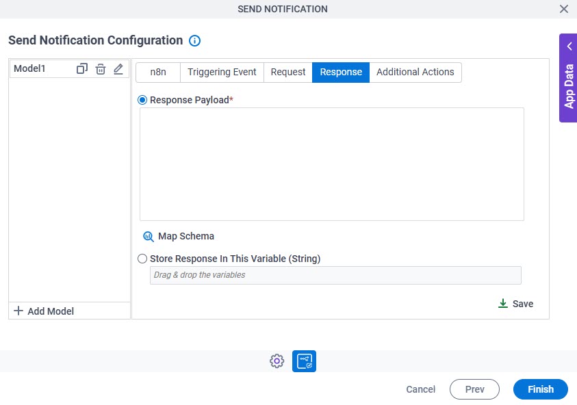 Send Notification Configuration Response tab