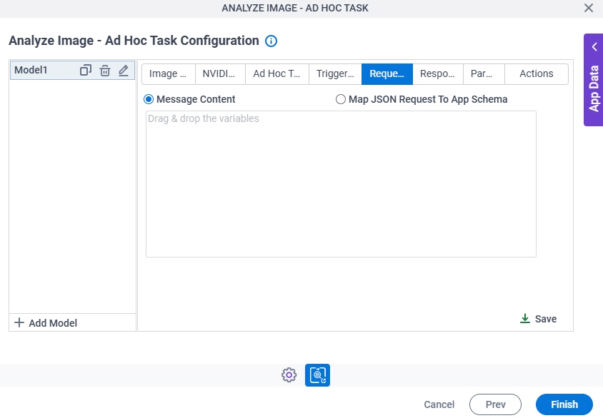 Analyze Image Ad Hoc Task Configuration Request tab
