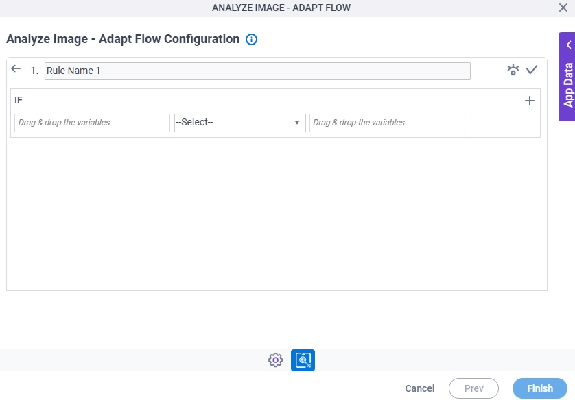 Analyze Image Adapt Flow Configuration Actions Condition Builder screen