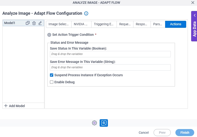 Analyze Image Adapt Flow Configuration Actions tab