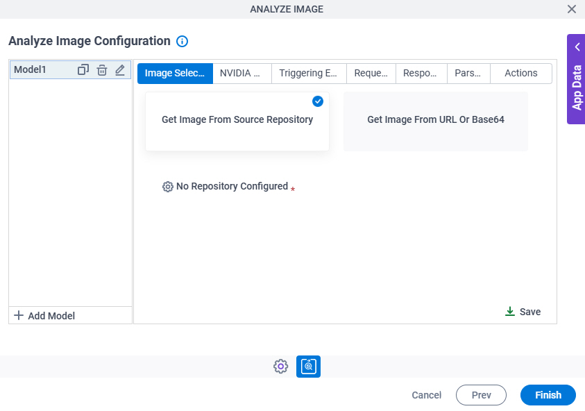 Analyze Image Adapt Flow Configuration Nvidia Nim Image Selection tab